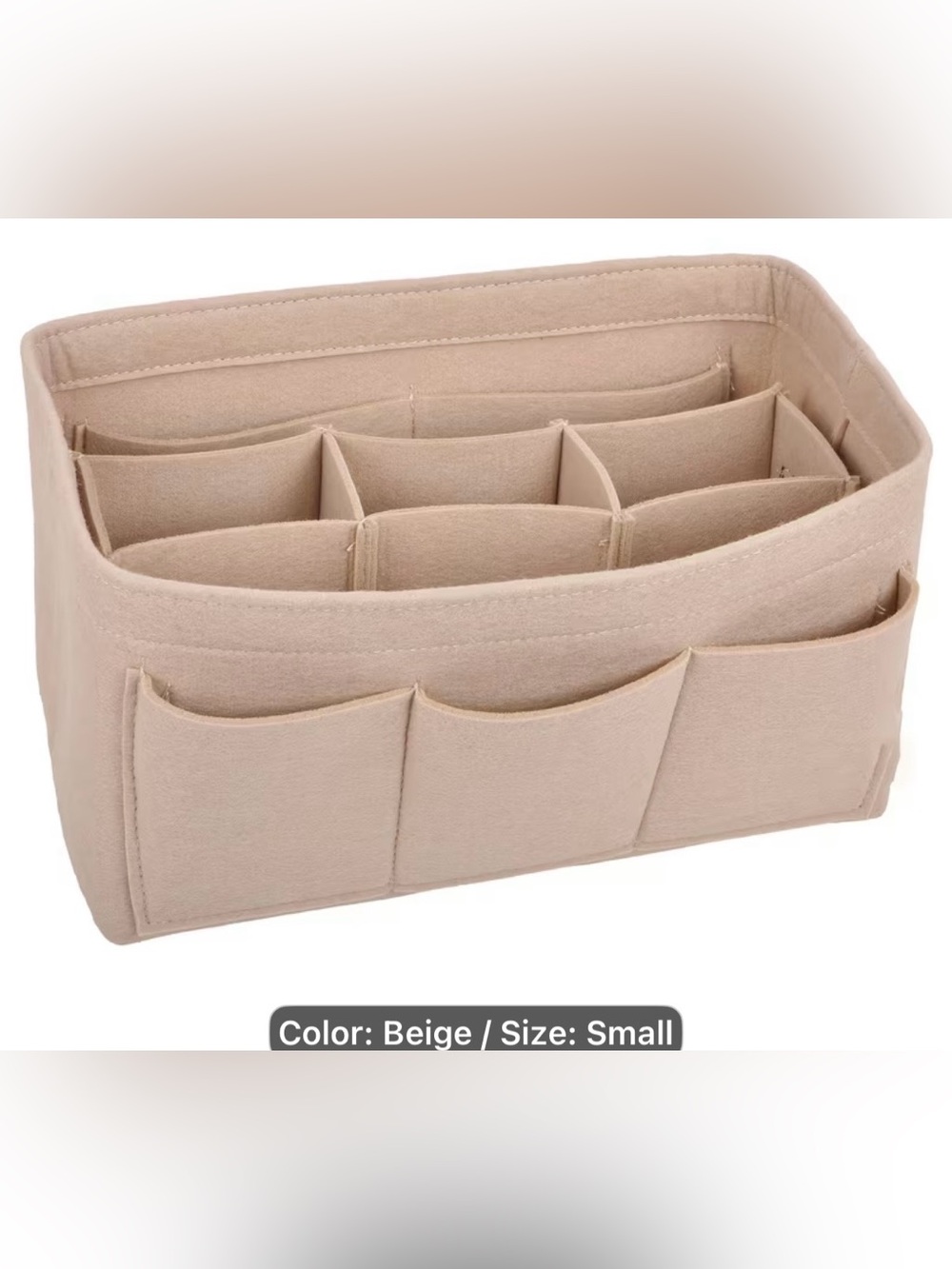 Beige Small Felt Purse Organizer Tote Insert
